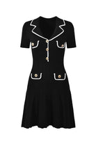Moon 45 S / Black Blazer-Style Lapel Knitted Dress
