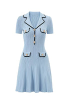 Moon 45 S / Blue Blazer-Style Lapel Knitted Dress