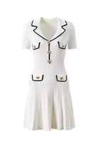 Moon 45 S / White Blazer-Style Lapel Knitted Dress