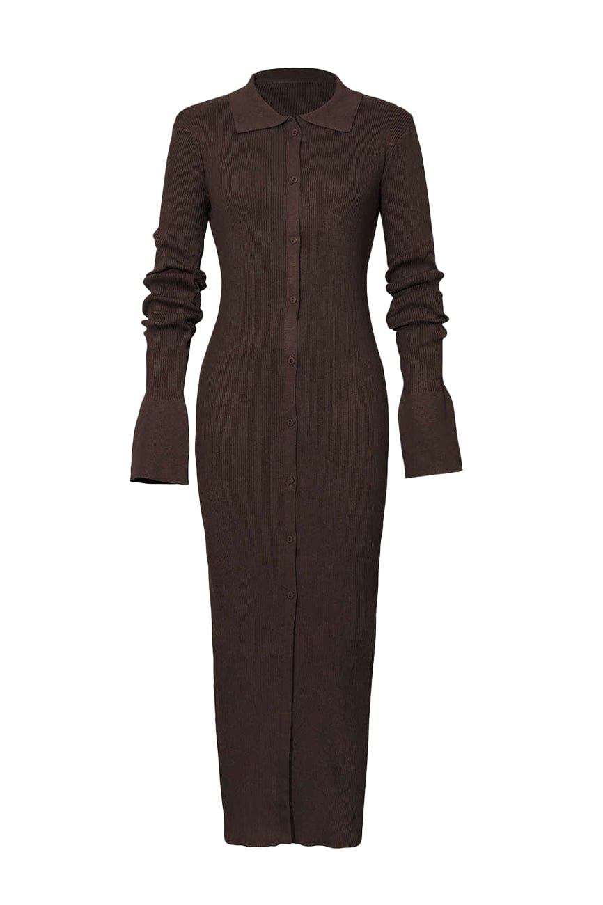 Moon 45 Shell Sleeve Ribbed Maxi Dress