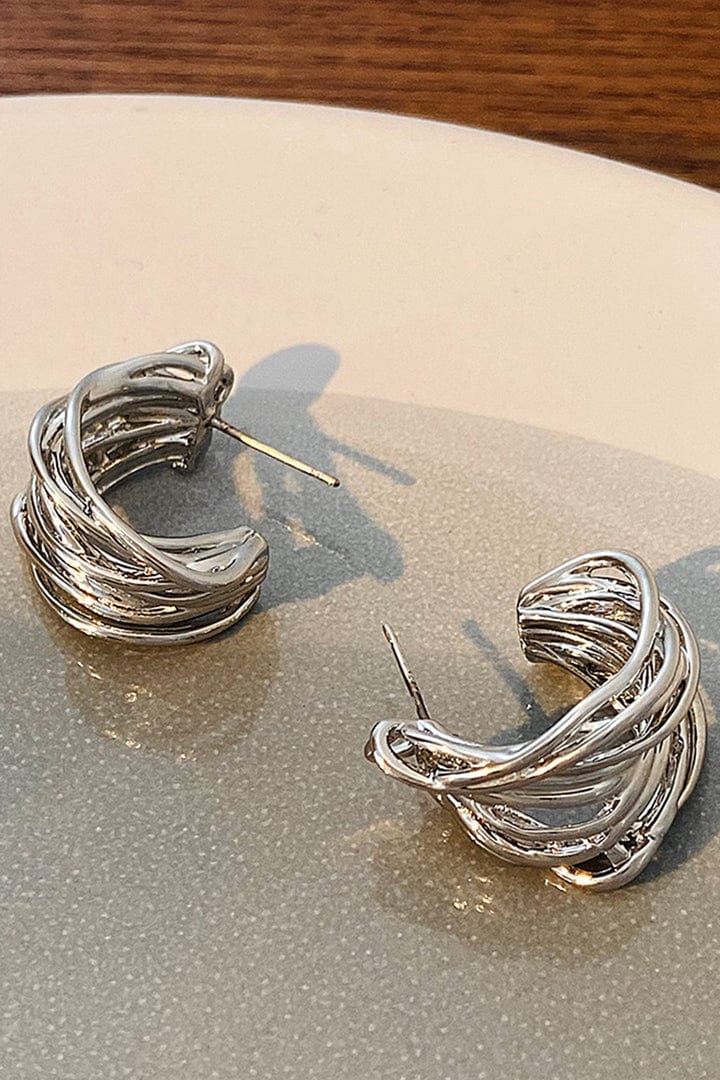 Moon 45 Silver / ONE SIZE Elegant C-Shaped Hoop Earrings