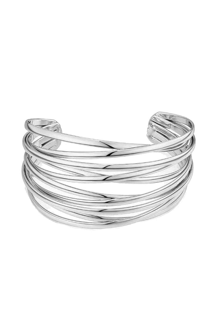 Moon 45 Silver / ONE SIZE Elegant Layered Wire Cuff