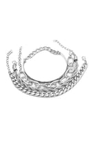 Moon 45 SILVER / ONE SIZE Gleaming Cuban Chain Bracelet Set