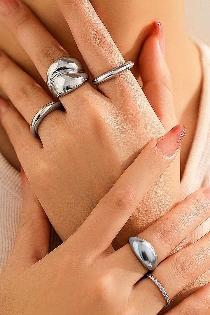 Moon 45 Silver / ONE SIZE Timeless Elegance Metal Ring Set