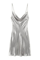 Moon 45 Silver / XS Cowl Neck Metallic Slip Mini Dress