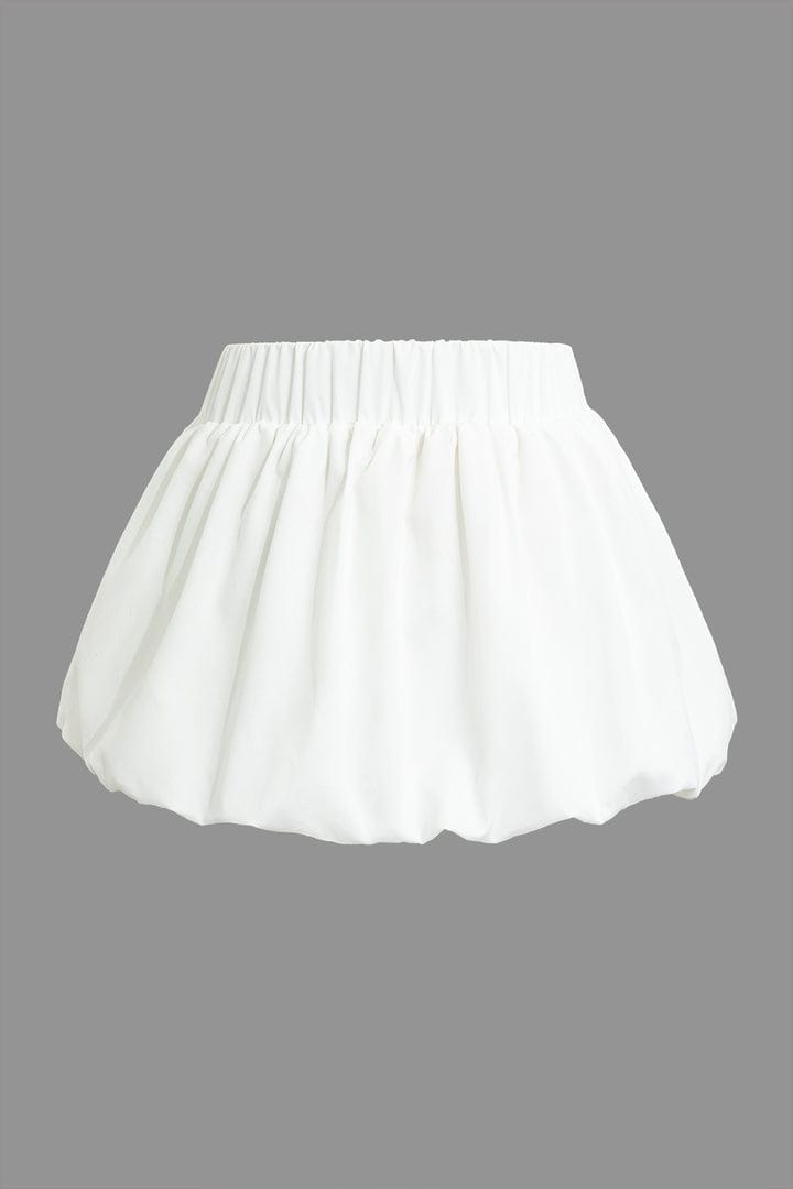 Moon 45 Solid Basic Puff Mini Skirt