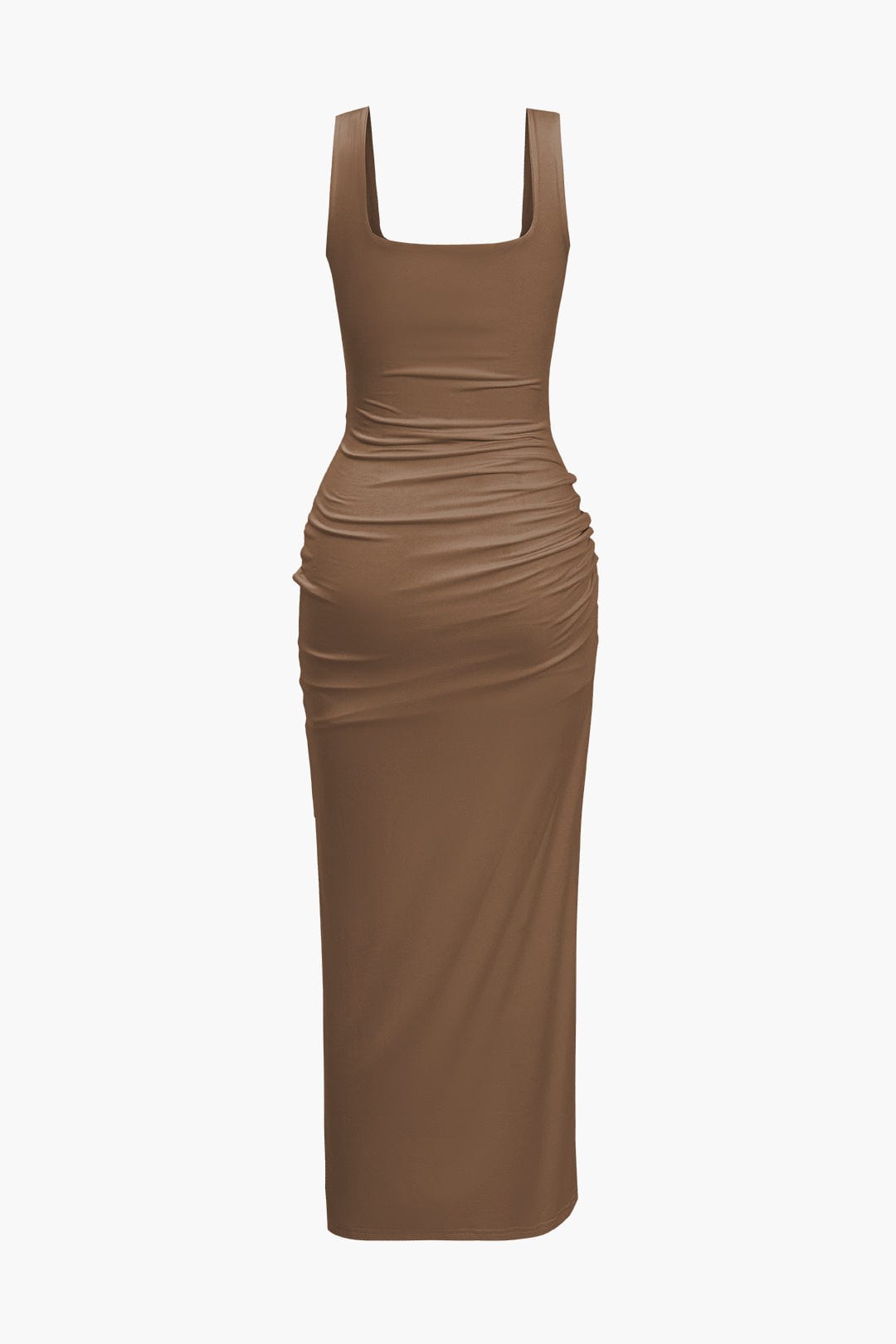 Moon 45 Solid Twist Front Cut Out Slit Midi Dress