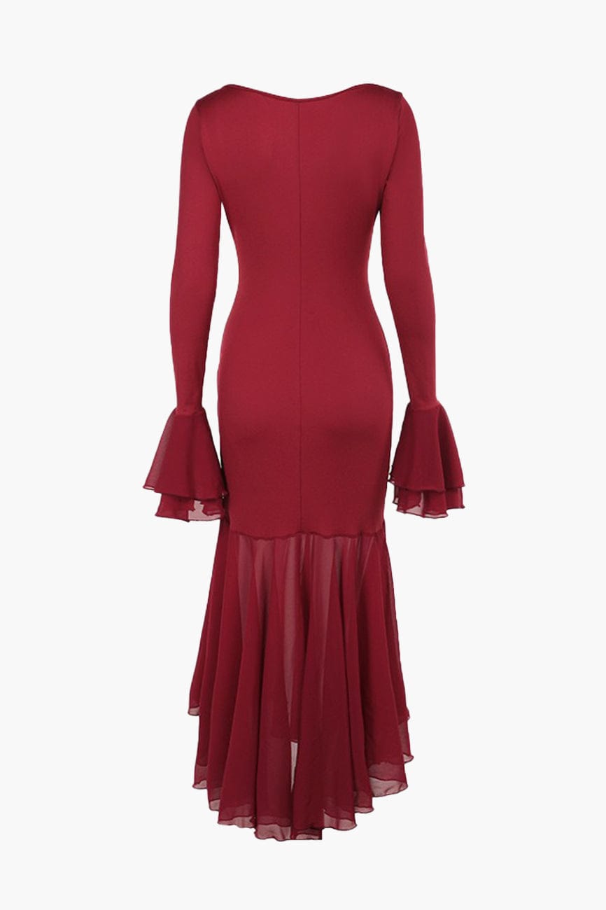 Moon 45 Spliced Ruffle Trim Maxi Dress