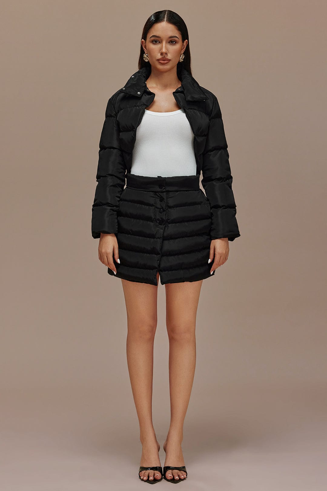 Moon 45 Stand Collar Cut Out Puffer Jacket