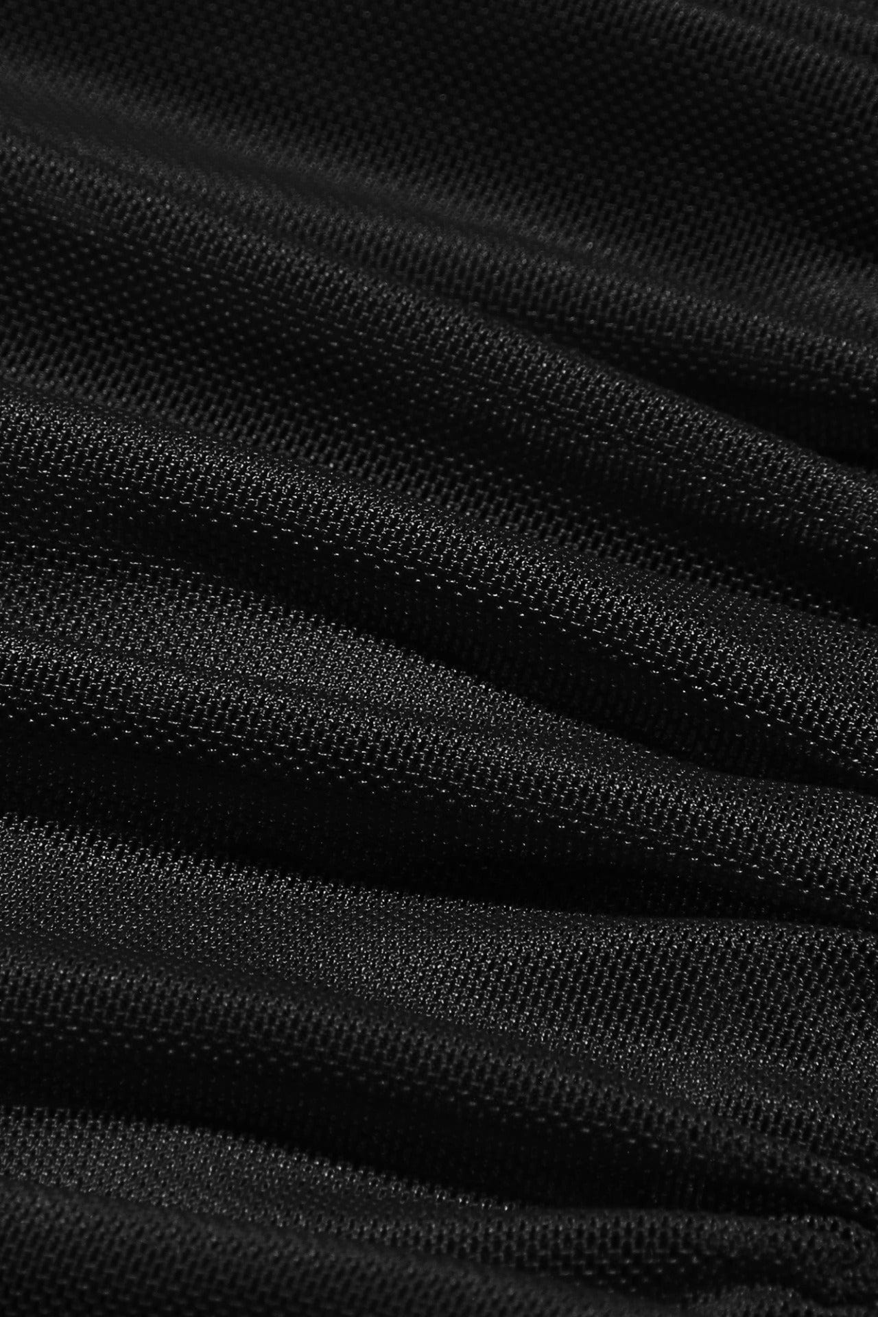 Moon 45 Stretch Mesh Ruffle Ruched Slit Maxi Dress