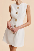 Moon 45 Swirl Metal Button Elegant Mini Skirt