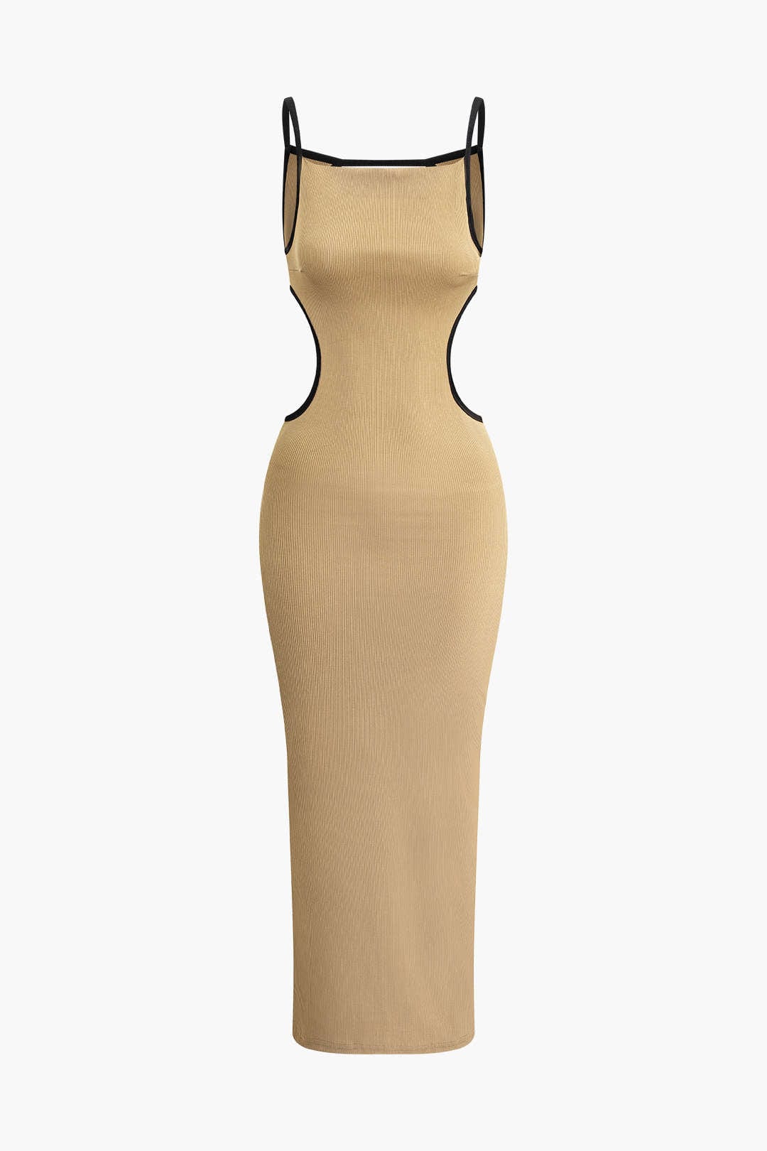 Moon 45 TAN / XS Contrast Cut Out Backless Slip Maxi Dress