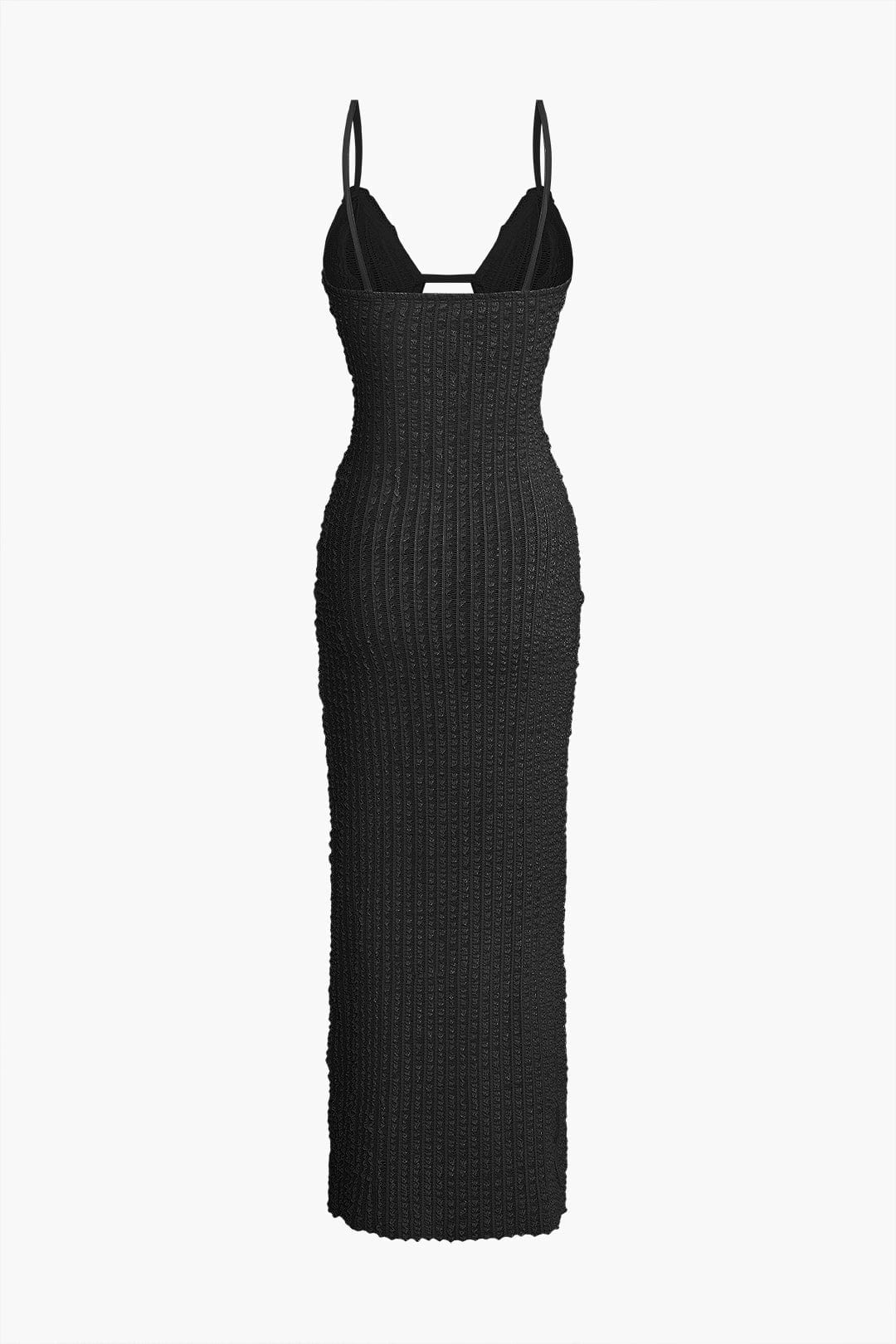 Moon 45 Textured Cut Out Slit Cami Maxi Dress