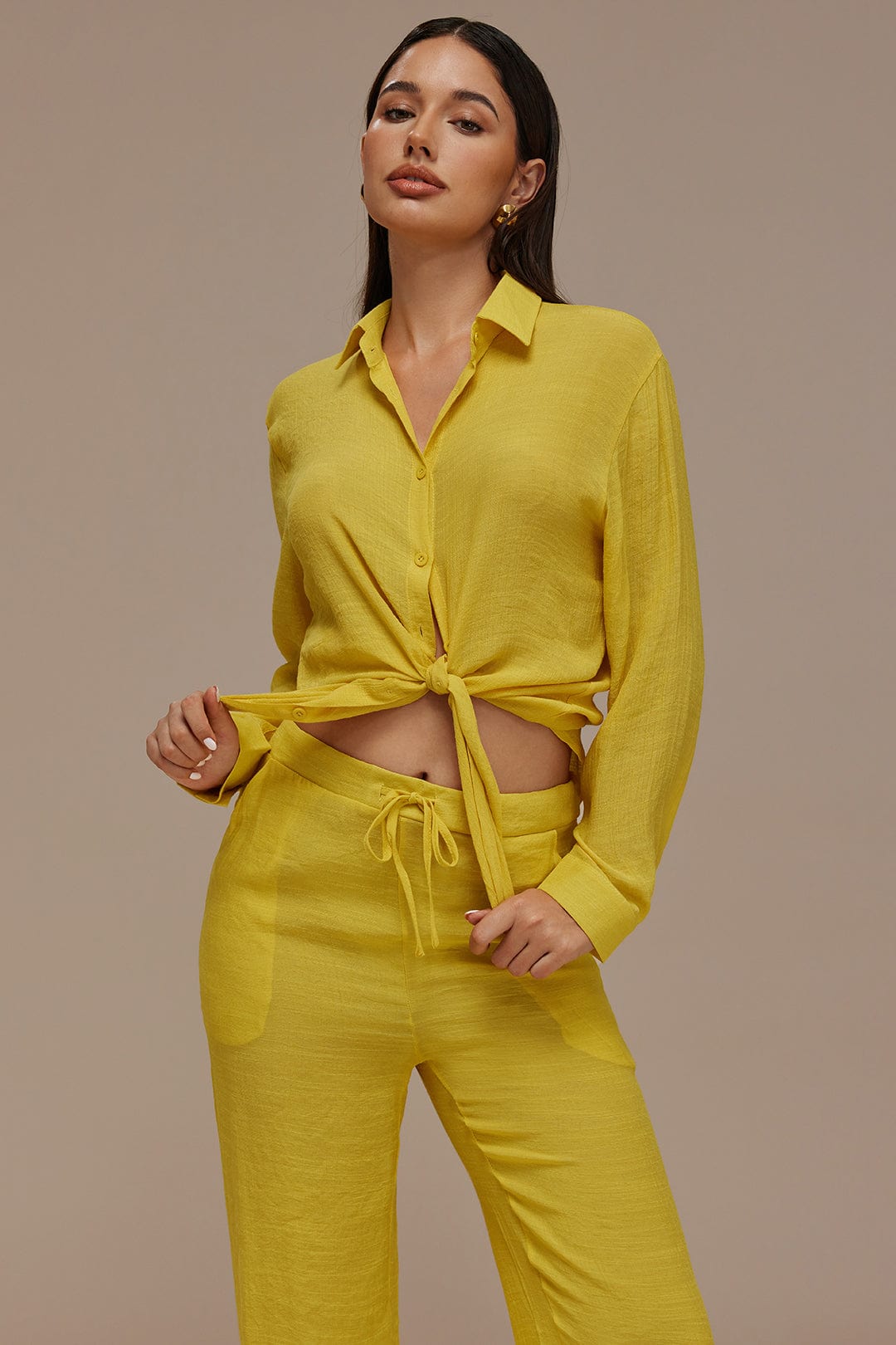 Moon 45 Tie Front Shirt & Wide Leg Pants