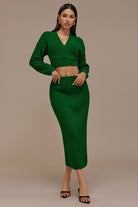 Moon 45 V-neck Long Sleeve Sweater And Skirt Set