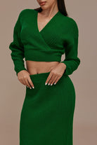 Moon 45 V-neck Long Sleeve Sweater And Skirt Set