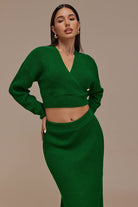 Moon 45 V-neck Long Sleeve Sweater And Skirt Set