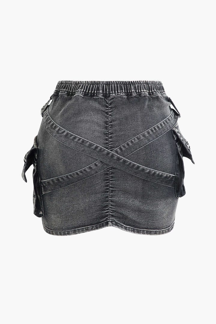 Moon 45 V-Waist Denim Cargo Skirt