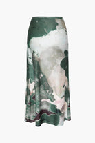 Moon 45 Watercolor Print Midi Skirt