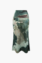 Moon 45 Watercolor Print Midi Skirt