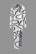 Moon 45 WHITE / 2XS Cut Out Line Knit Maxi Dress