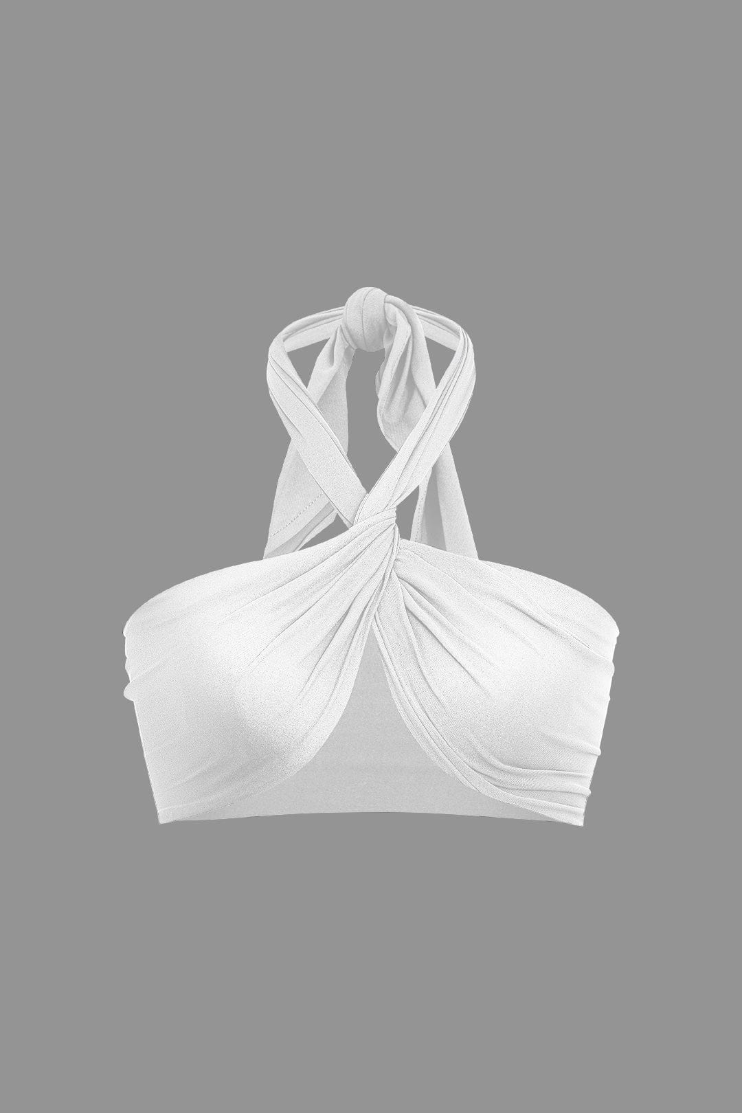 Moon 45 WHITE / ONE SIZE Twist Halter Knot Crop Tube Top