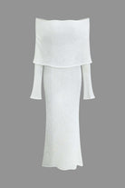 Moon 45 WHITE / S Off Shoulder Knit Maxi Dress