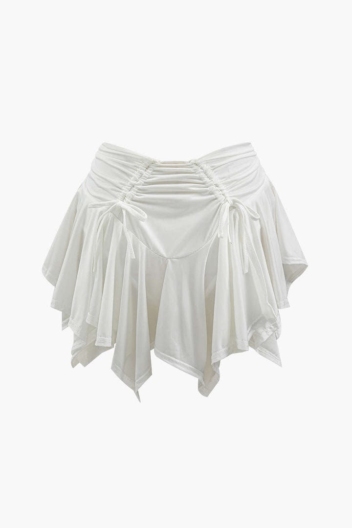 Moon 45 WHITE / S Ruched Drawstring Mini Skirt