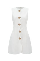 Moon 45 WHITE / S Swirl Metal Button Elegant Mini Skirt