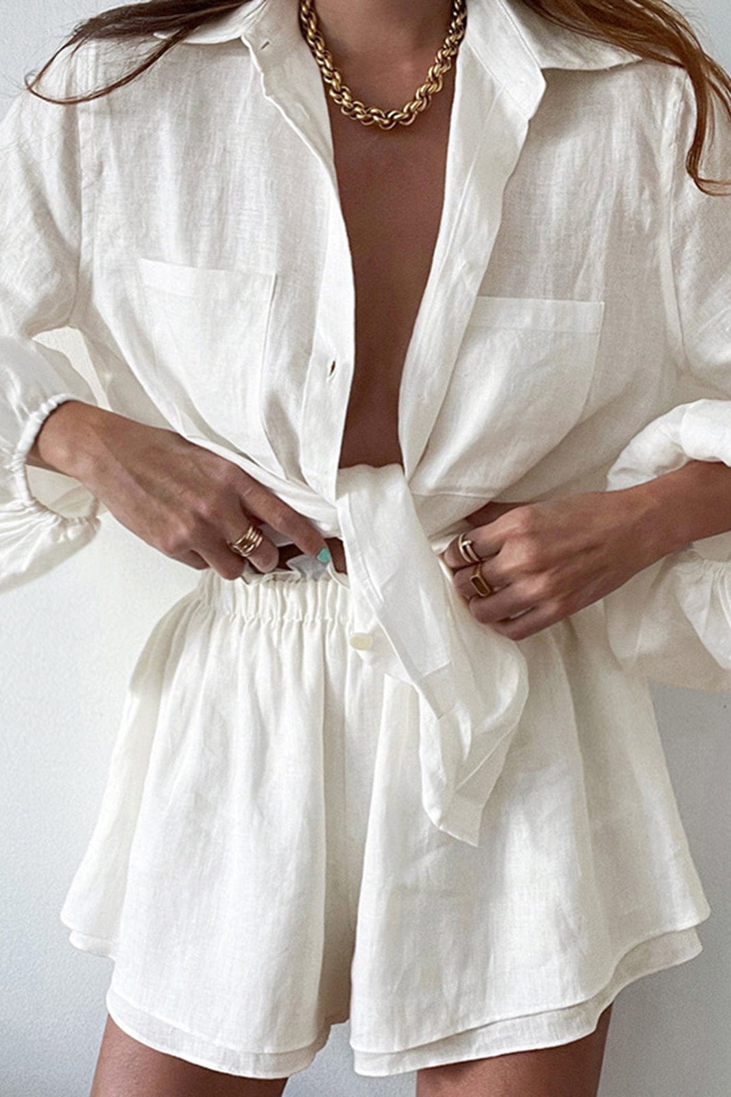 Moon 45 WHITE / S Two Piece Double Lined Shorts Set