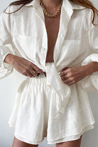 Moon 45 WHITE / S Two Piece Double Lined Shorts Set