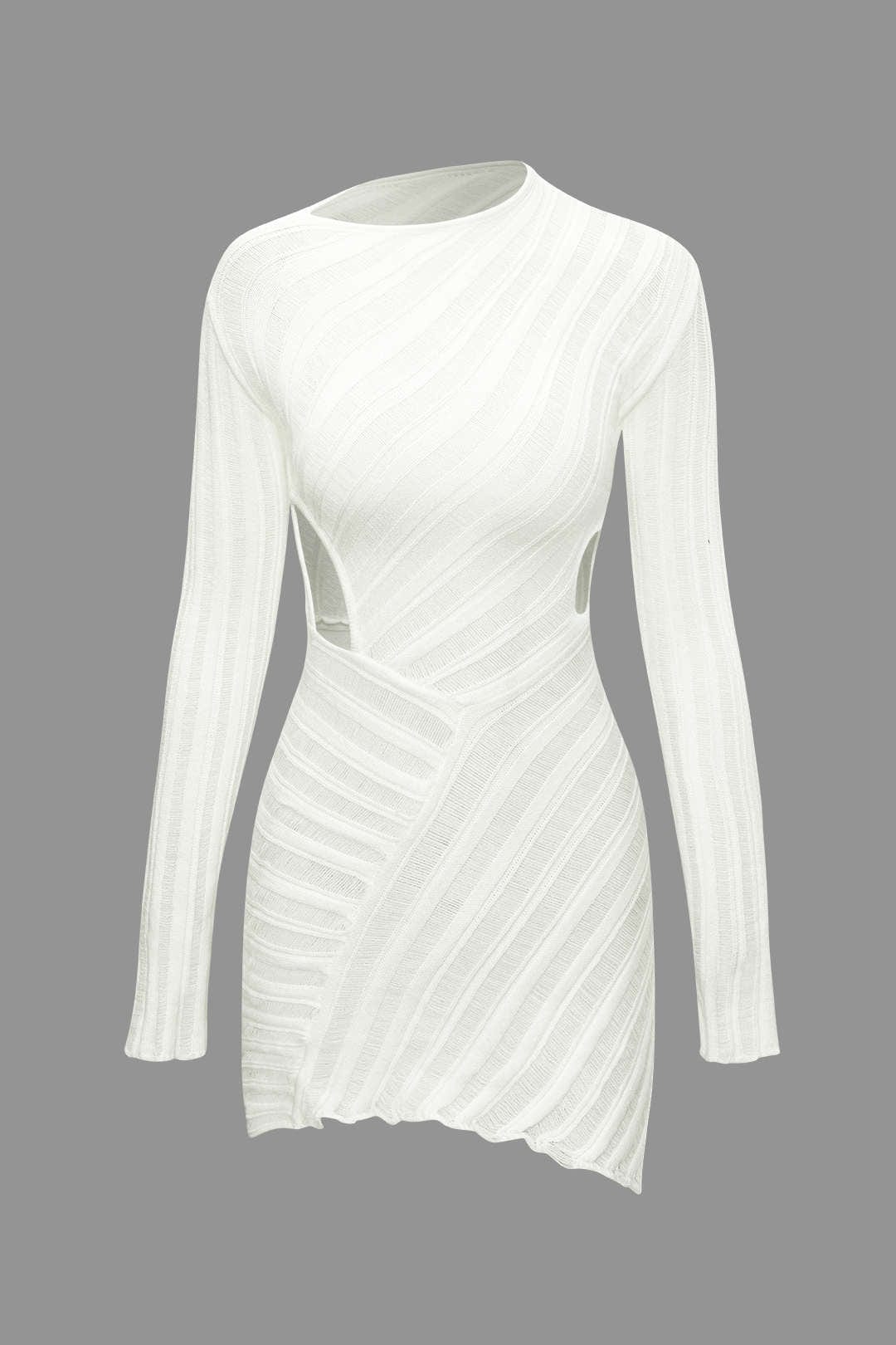 Moon 45 WHITE / XS Asymmetrical Cut Out Knit Mini