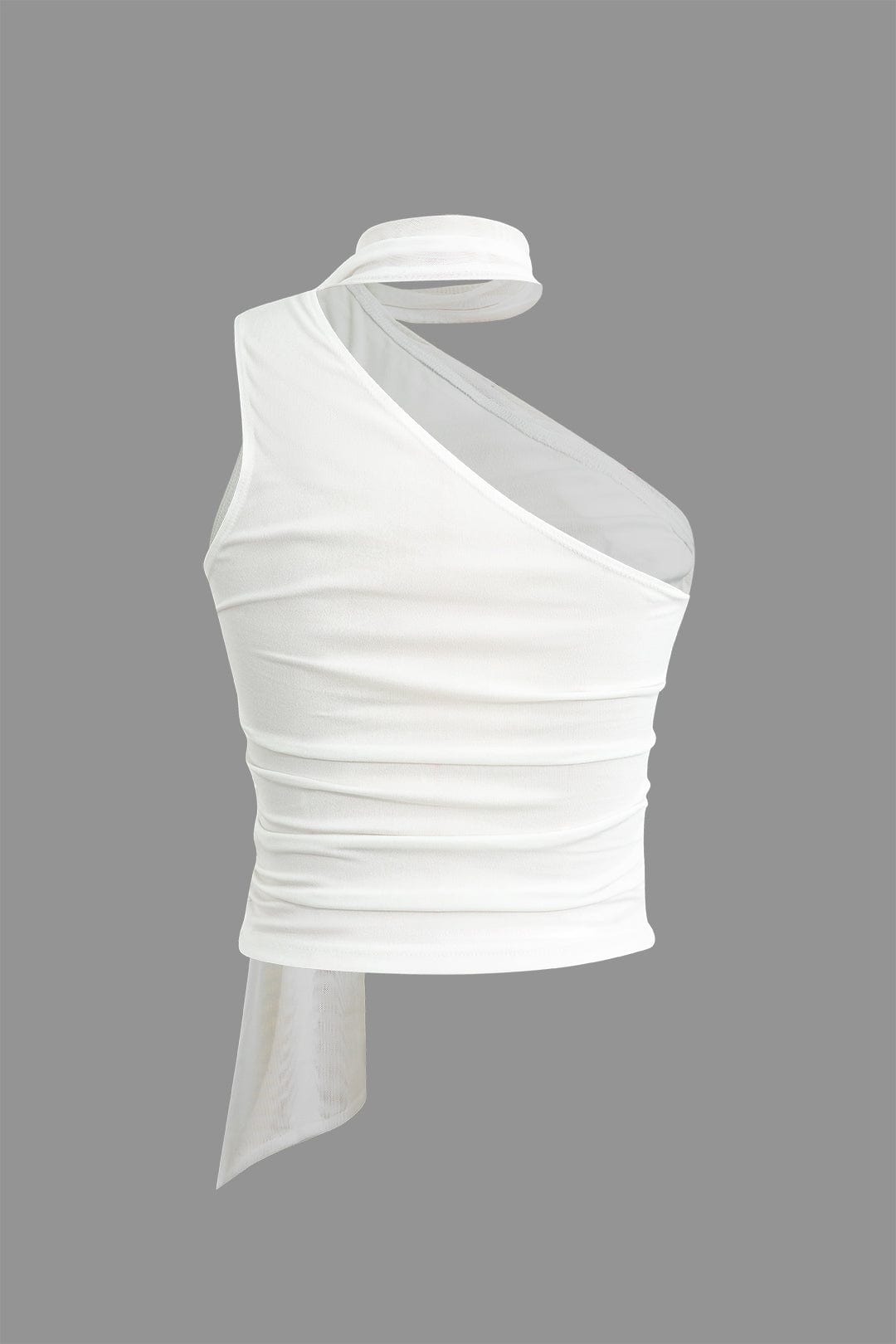 Moon 45 WHITE / XS One-shoulder Tank Top With Scarf