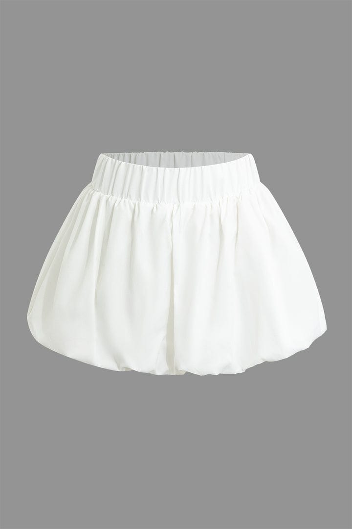 Moon 45 WHITE / XS Solid Basic Puff Mini Skirt