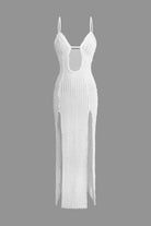 Moon 45 WHITE / XS Textured Cut Out Slit Cami Maxi Dress