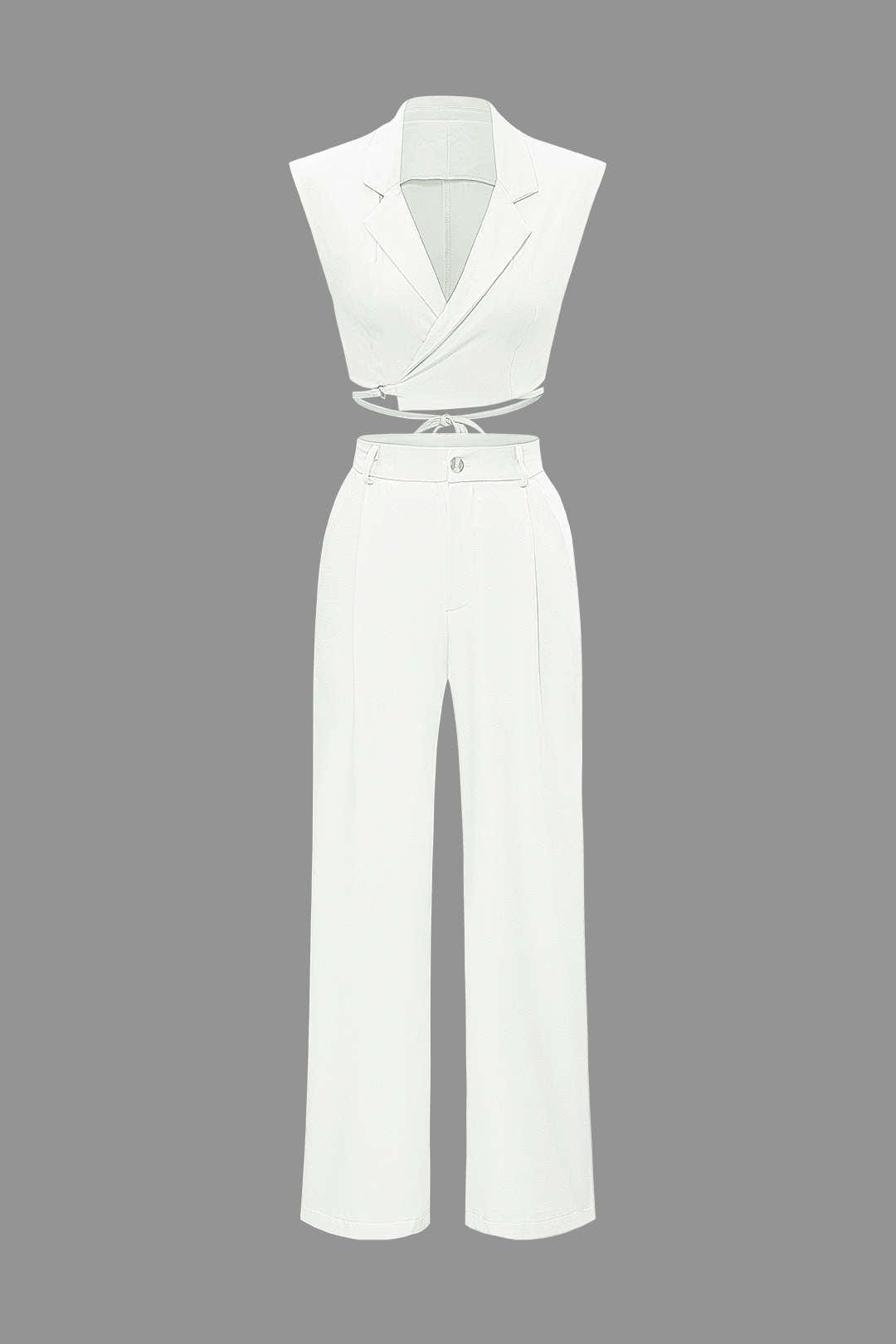 Moon 45 WHITE / XS Tie-Back Vest Suit Set