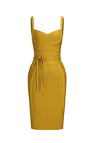 Moon 45 Yellow Bandage Knit Mide Dress