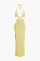 Moon 45 YELLOW / XS Cut Out Halter Backless Knit Maxi Dress